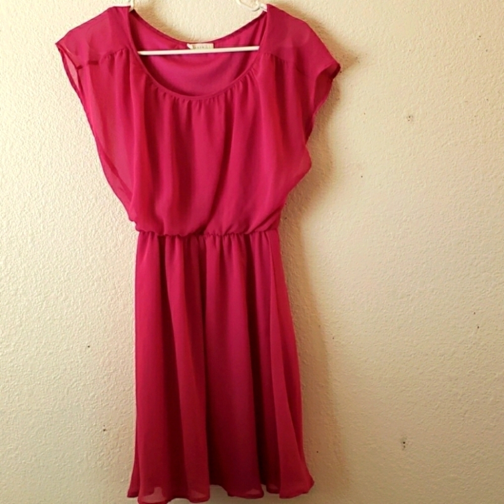 Lush Harper Magenta Poly Chiffon Dress Size S